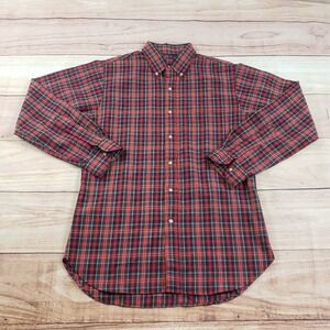 VINTAGE Pendleton Shirt Mens Medium Red Green Button Up Outdoor‎ Plaid Wool *